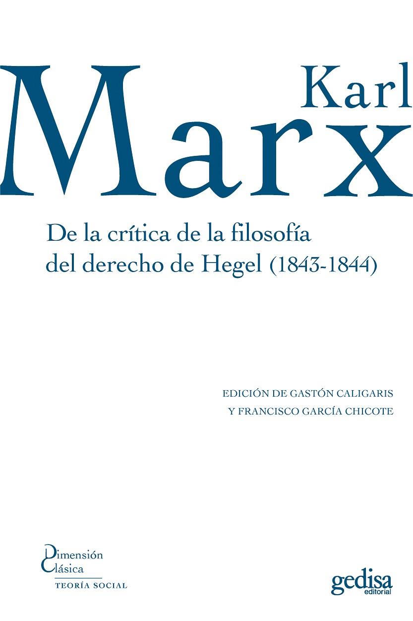 De la crítica de la filosofía del derecho de Hegel (1843-1844) | 9788497842679 | Marx, Karl
